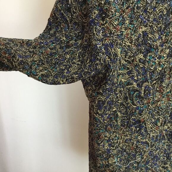 Alex evenings metallic glitter jacket, blue tone one piece petite - Picture 6 of 8